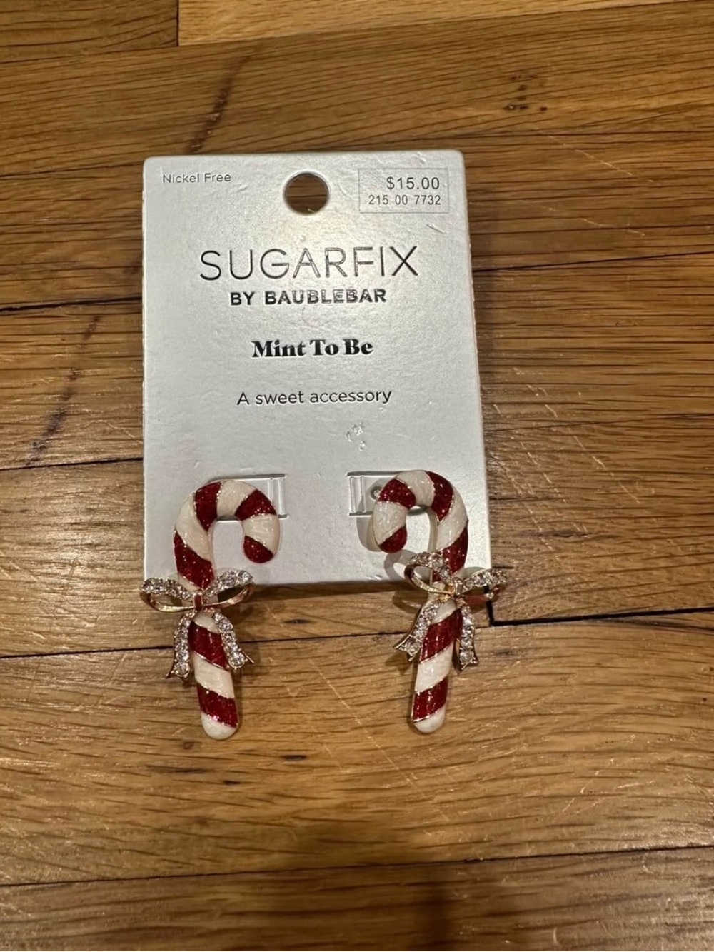 BaubleBar Red and Gold Candy Cane Bow Earrings - Picture 3 of 3
